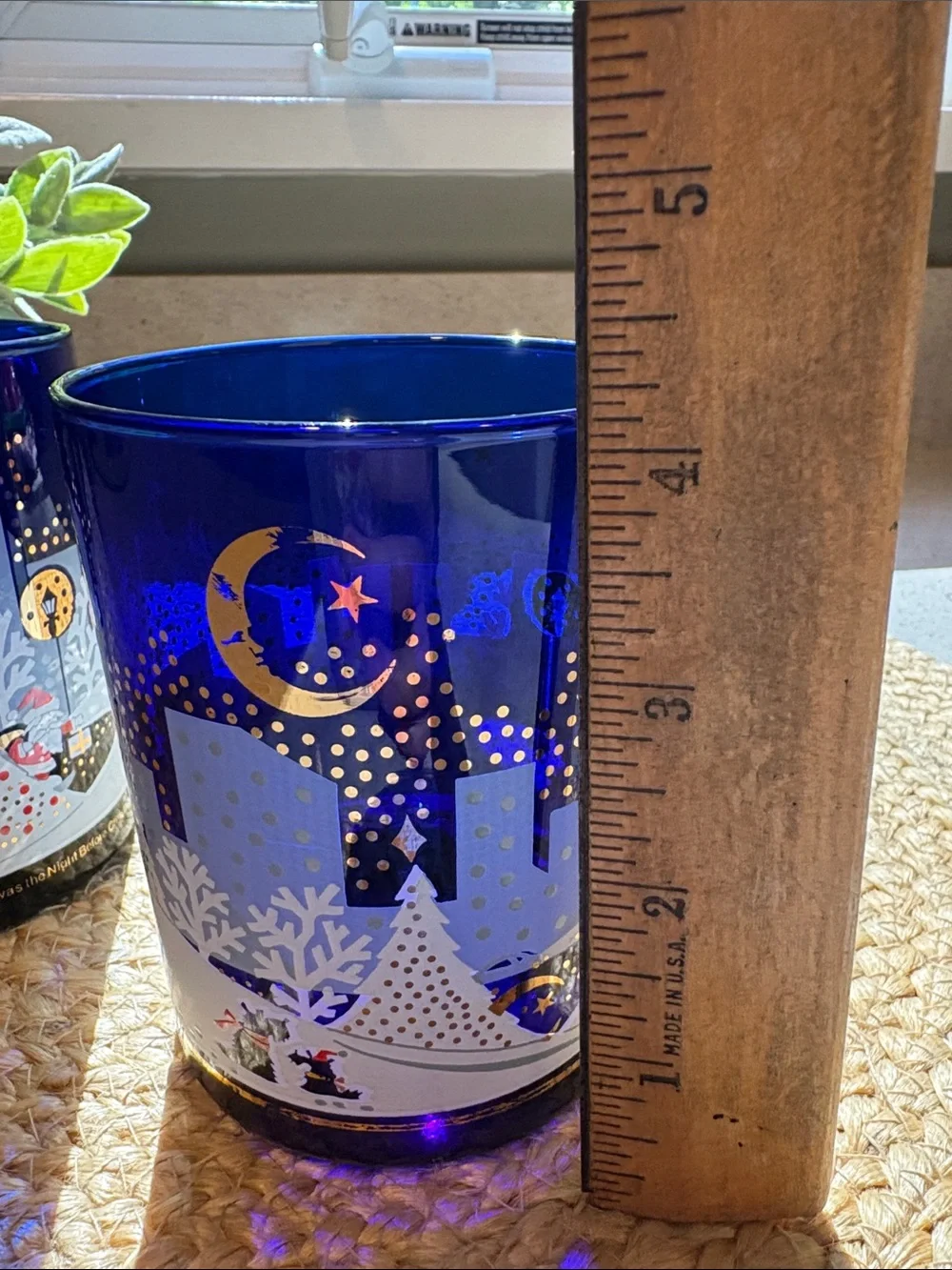 (2) Vintage Cobalt Blue Noritake 'Twas The Night Before Christmas Glasses